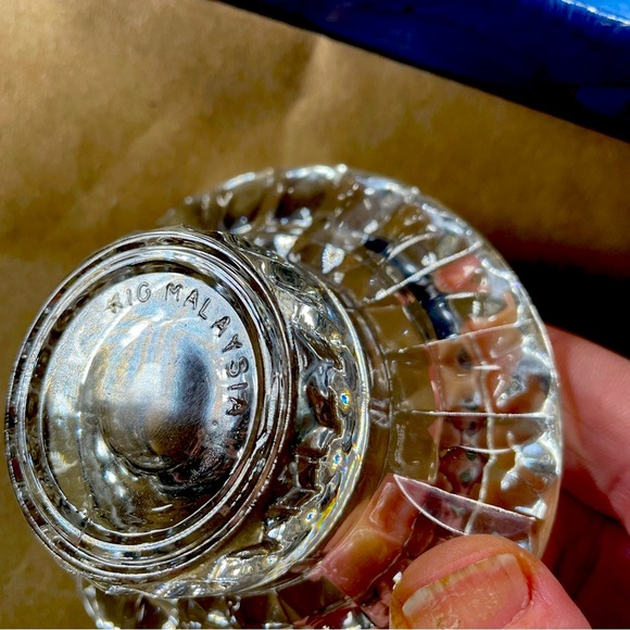 Vntge Crystal Candleholder set Ornate Round Design W/ 1.5' Lift made in Malaysia - Picture 14 of 16